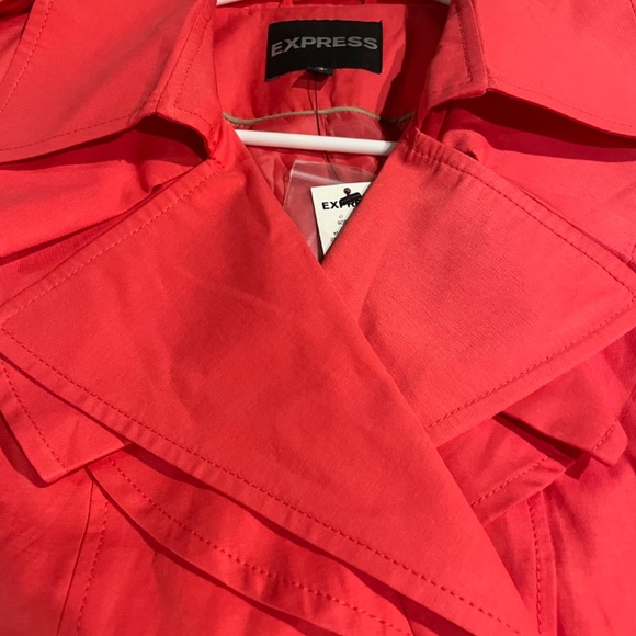 NWT Express short trench coat, coral, size M - Picture 7 of 14